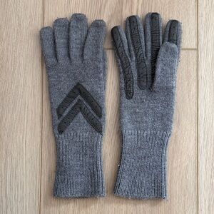 Vintage Isotoner by Aris Gray Knit Driving Gloves w/ Genuine Leather Accents